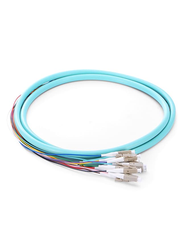 LC UPC 12 Fibers OM4 Bunch PVC 0.9mm Pigtail, 1.5m